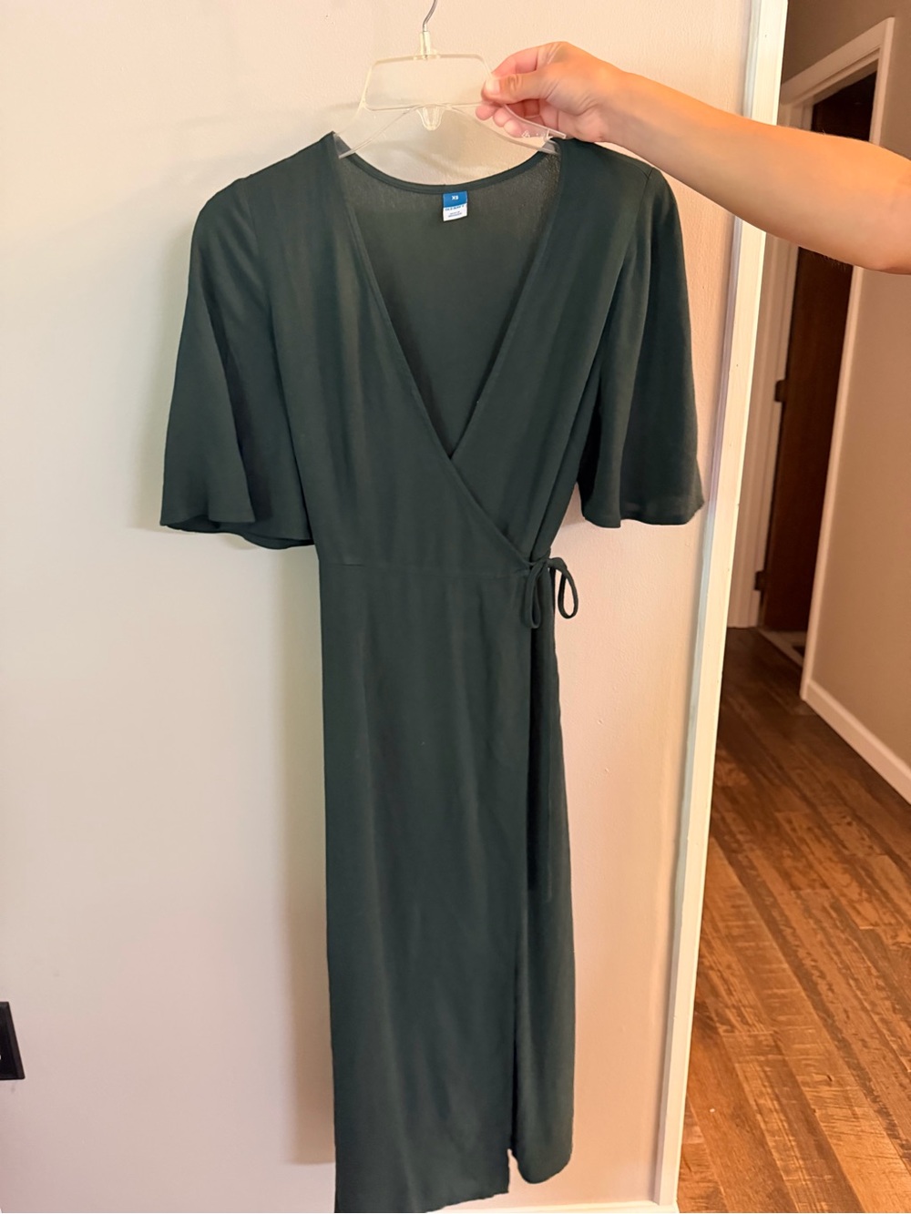 Old Navy Dark Green Wrap Midi Dress